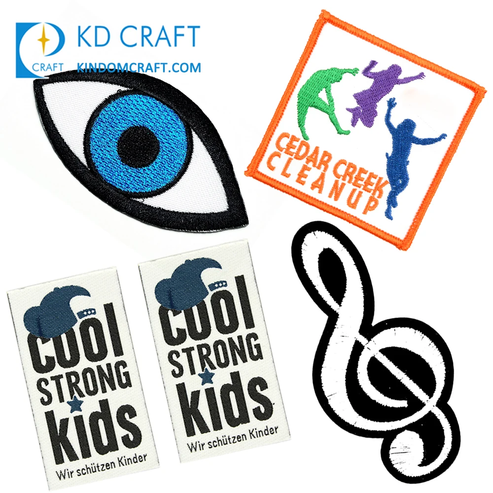 Free Sample Custom Twill Textile Evil Eye Sew on Iron on Woven Badge Music  Patch Kids Dance Music Note logo Patches for Clothes, image size:1000x1000
