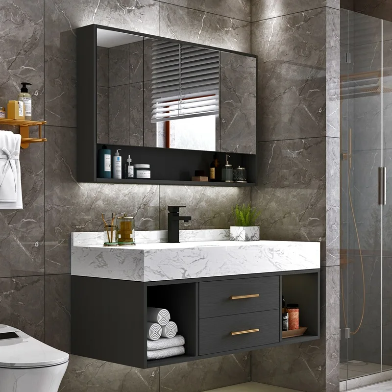 Modern Luxury Stone Bathroom Towel Cabinet Vanity Cabinet Set With ...