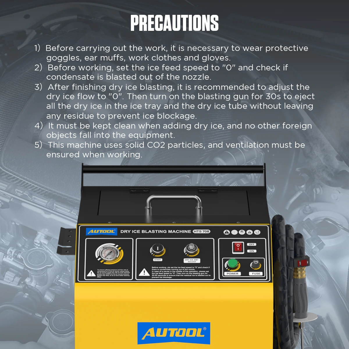 Autool Hts708 Mold Cleaning Dry Ice Cleaning Blasting Machine Dry Ice Blasting Machine For Car