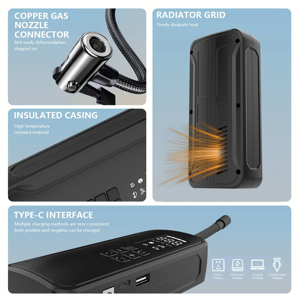 8000mAh 21mm 150psi Digital Portable Car Tyre Pump Air Compressor 6000mAh Tire Inflator Mini Electric Air Pump - view 5