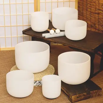 6-12インチ7トーンフロストクォーツクリスタルシンギングボウル432 HZ