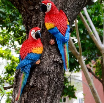 Garden Ornaments Resin Crafts Charms Wholesale Artificial Parrot Bird Decoration Outdoor Parrot Figurine Statue