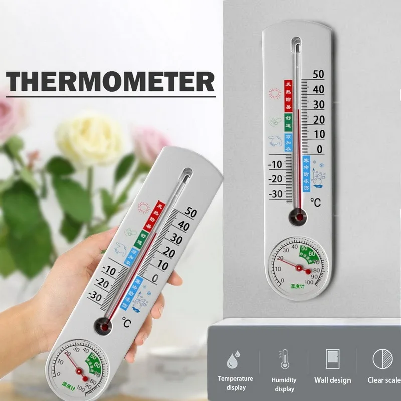 Long Wall Hanging Thermometer Hygrometer Indoor Outdoor Garden Garage  Office Room Hanging Logger Temperature Measurement Tool