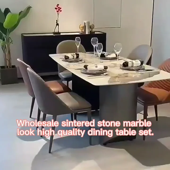 Modern Sintered Stone Gray Marble Ceramic Round Folding Extendable