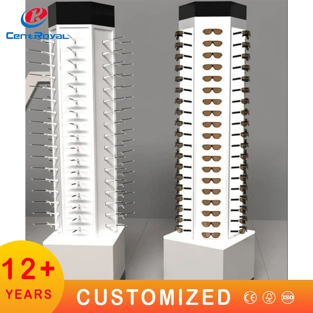 Custom Eyeglass Display Shelf Plexiglass Eyewear Glasses Stand Turning 360 Spinning Eyewear Glass Holder Sunglasses Floor Stand