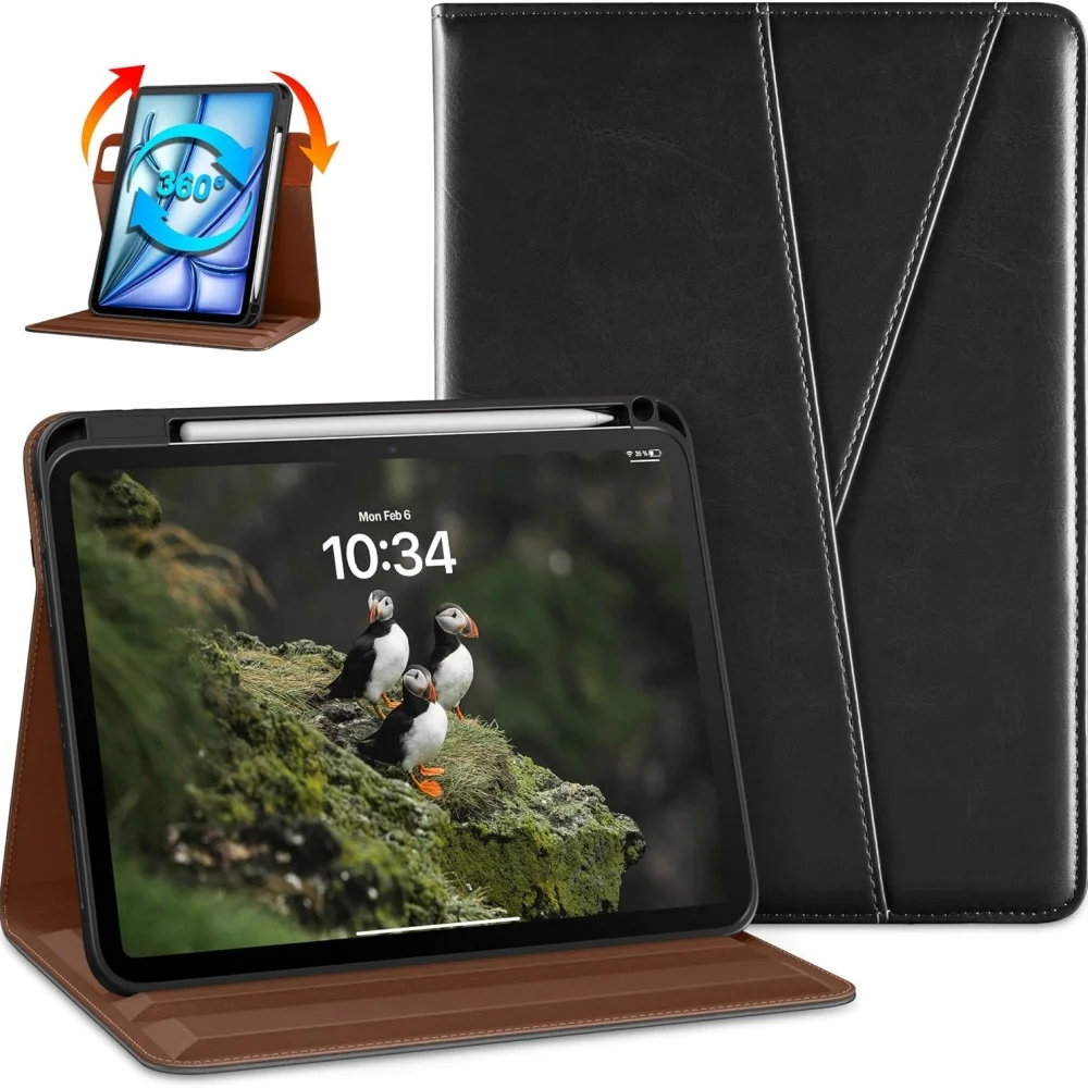 360-Degree Rotating Premium Leather Flip Case For Ipad Air 11-Inch M3/M2 (2025/2024) For Ipad Air 5th/4th (2022/2020) Laudtec