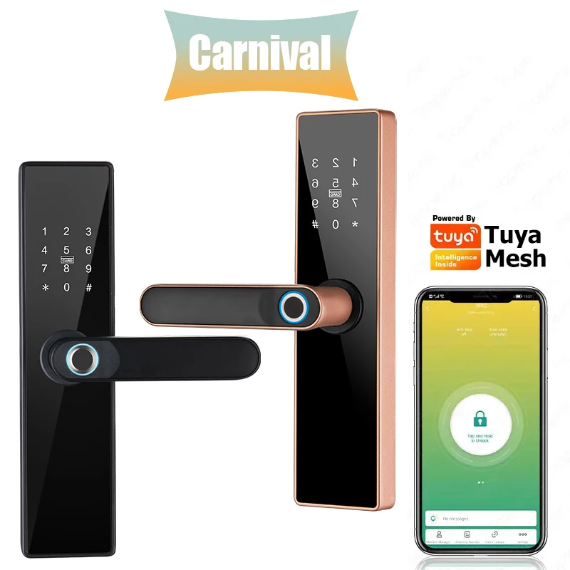 Tuya Wifi TTlock Chapas Inteligentes Secure Keylock Digital Keyless Entry Smart Home Handle Lock