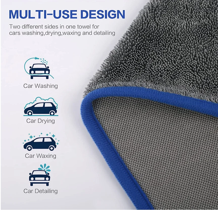 JIEXU JXSTT 750gsm 70x90cm Soft Lint Free Scratch Free Bulk Wholesale Super Absorbent Single Sided Twisted Loop Car Drying Towel
