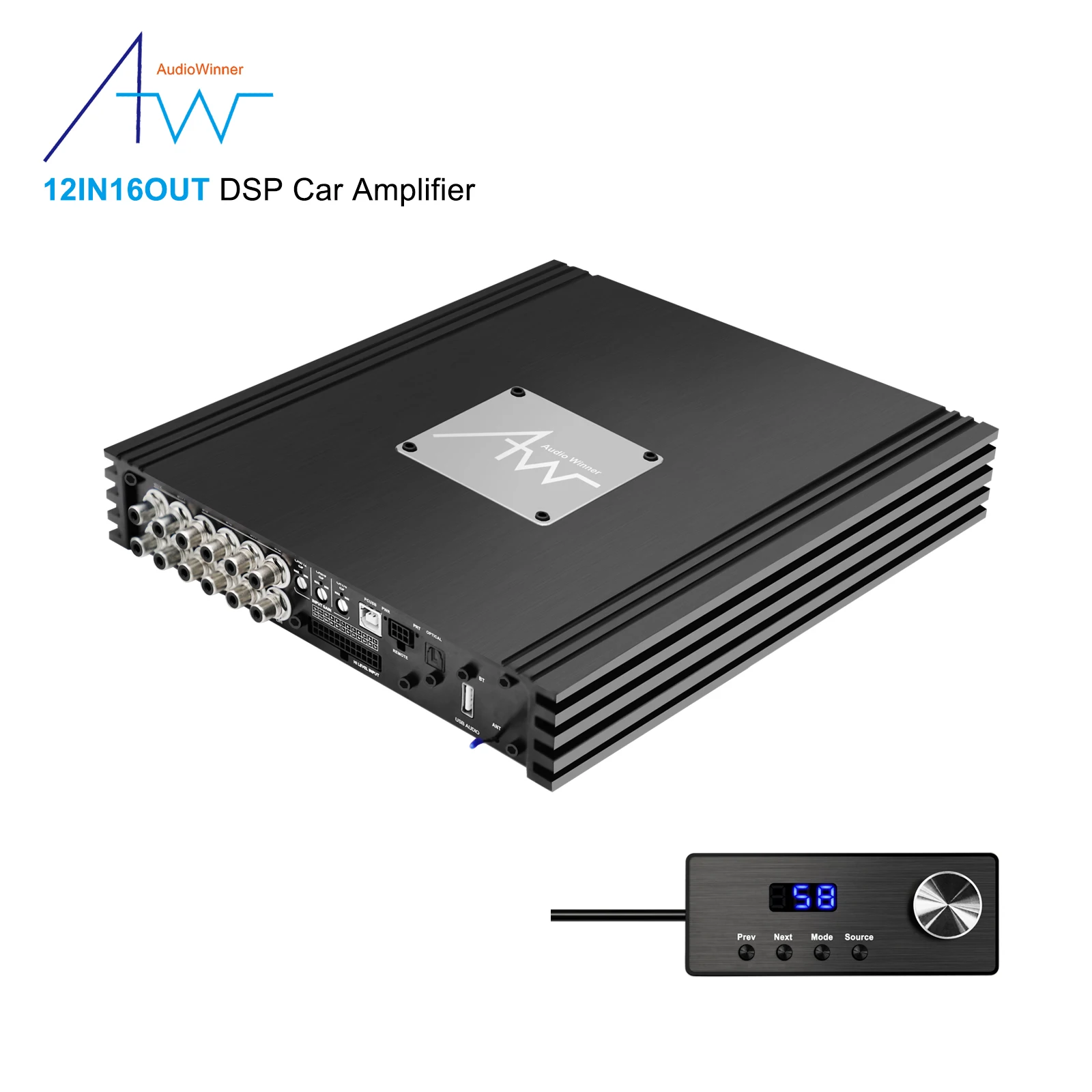 AudioWinner T1216.12DカーアンプDSPクラスDデジタルサウンド