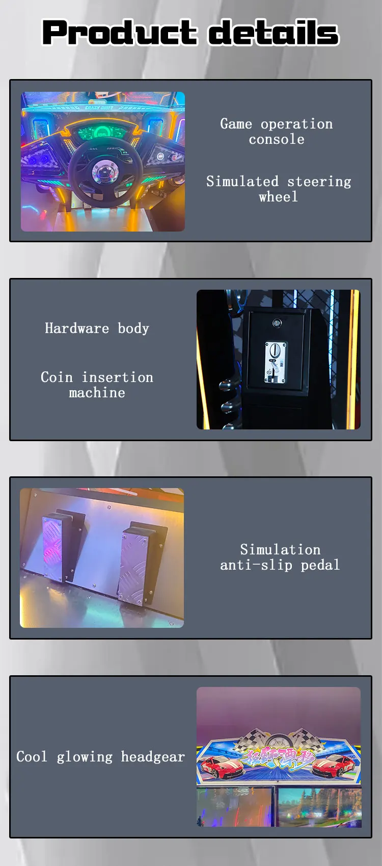 Funpark New Design Coin Operated Arcade Car Racing Game Machine Indoor Amusement Arcade for Game Center details