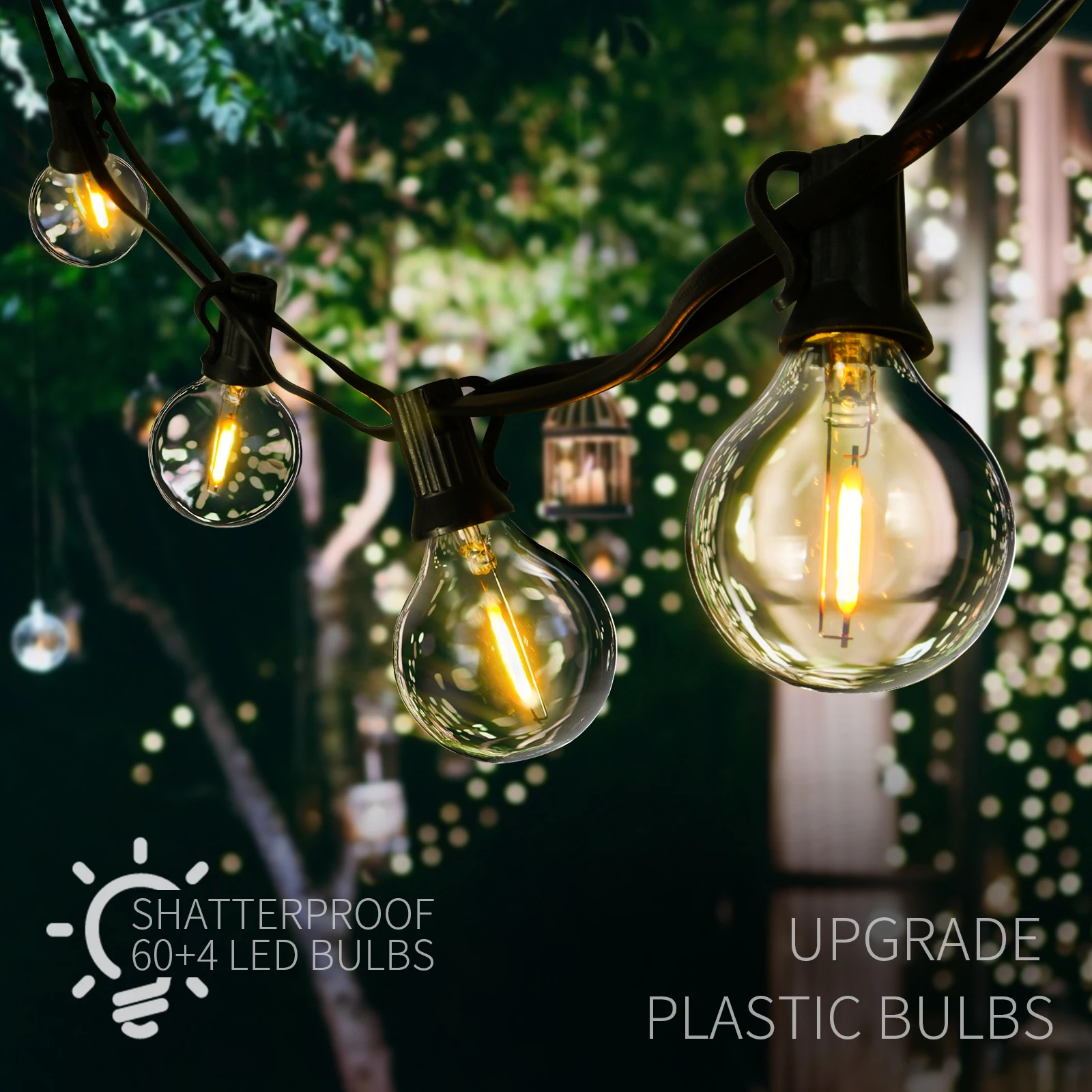 Edison G40 Outdoor String Lights Custom Length 25ft 50ft 100ft Luces Led With E12 Bulbs For