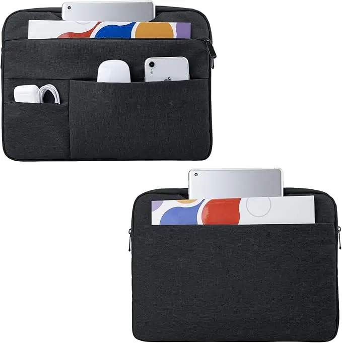 Bolsa de mano para computadora portátil personalizada de 11, 12, 13, 14 y 15 pulgadas, funda de poliéster impermeable, estilo de viaje simple para mujeres y hombres LBX0114-5