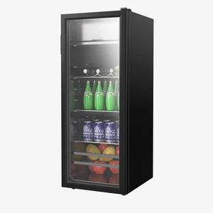 128L Single Glass Door Refrigerators Wine Cooler Portable Mini Fridge for Home and Hotel Use Beverage Cooler with Freezer