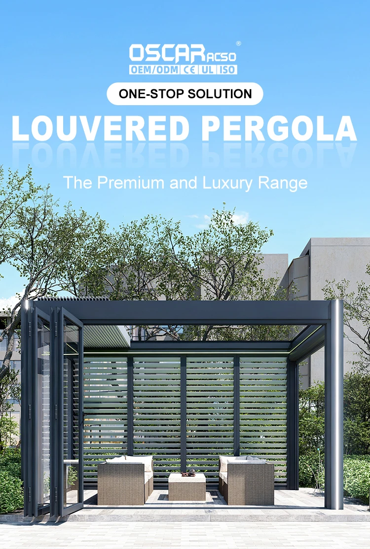 Motorised Modern Outdoor Aluminium Waterproof Louvered Bioclimatic ...