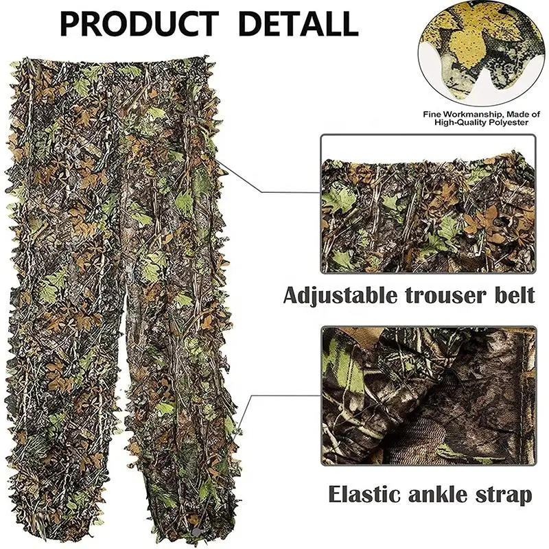 3D Green Leaf Gili Set Light and Breathable Outdoor Woodland Camouflage Suit Jungle Camouflage Wildlife Photography
