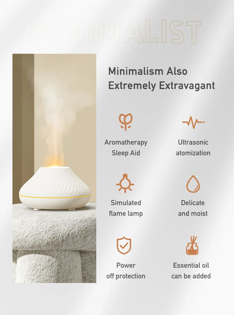 New Arrival Round Fire Flame Effect Fogging Humidifier 130ml USB ...