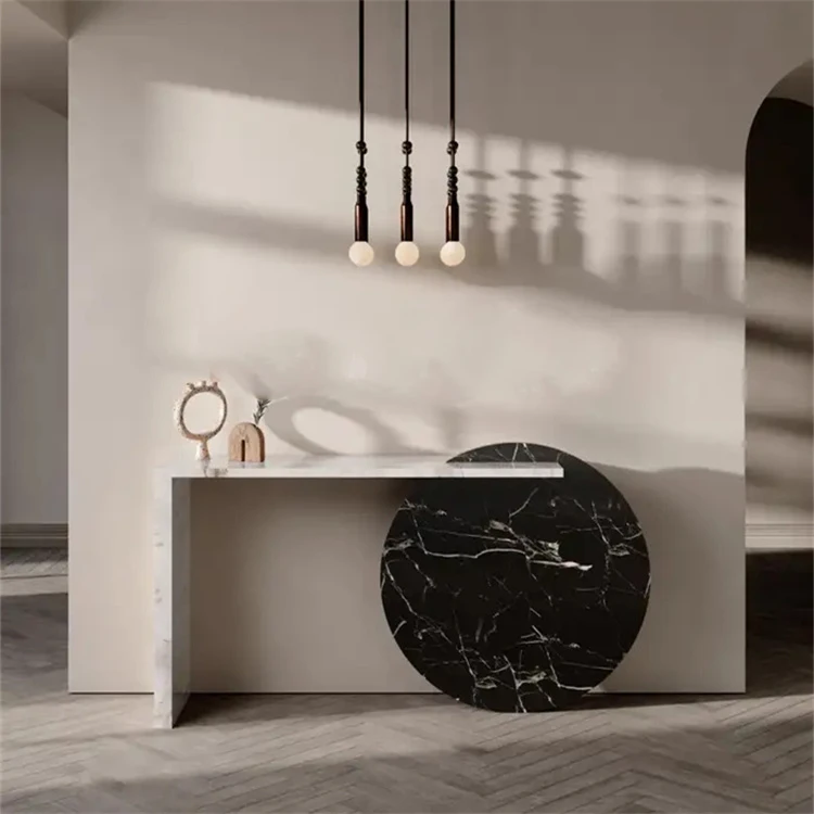 Italian Minimalist Travertine Hallway Console Table Custom Design Home Decoration Porch Table Natural Marble Console Table