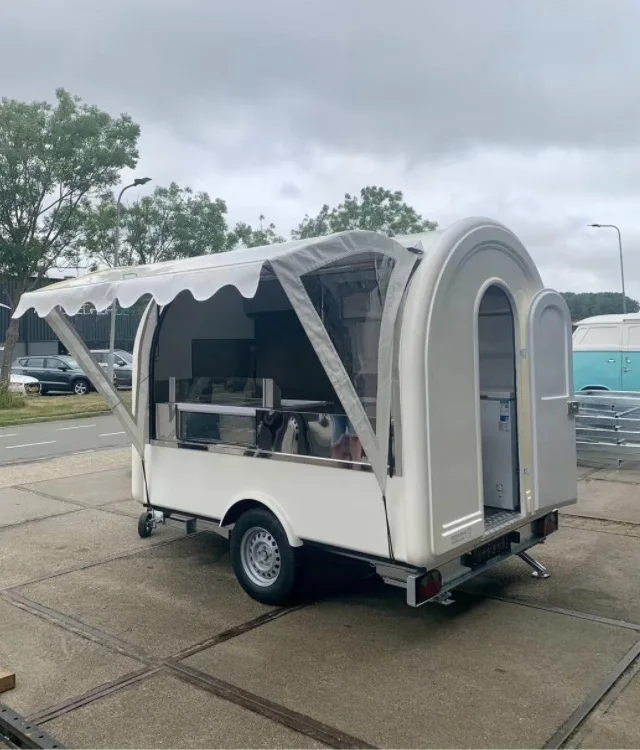 Neuer kleiner mobiler Street-Food-Wagen, Bäckerei-Süßigkeitenwagen, Grill-/Hamburger-/Hot-Dog-Imbisswagen für den Restaurantgebrauch, hergestellt aus Wasser