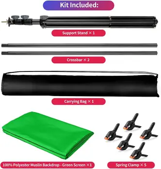 Green Screen Backdrop With T-shape Background Stand Photo Studio Photography Backdrop Live Video Id Photos Portable 150x200cm detail image