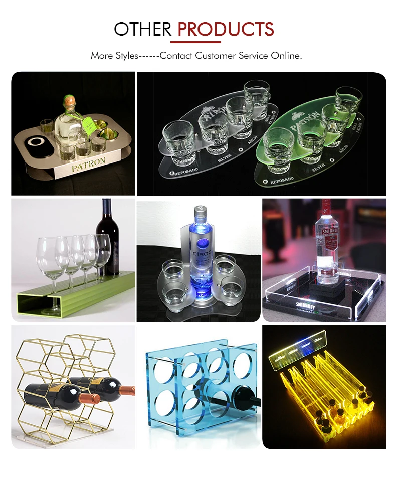 Custom New Design Led Glorifier Acrylic Wine Shot Glass Holder Tray