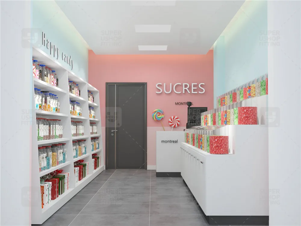 Modern Style Sweet Shop Interior Design Retail Custom Wooden Candy Shop ...