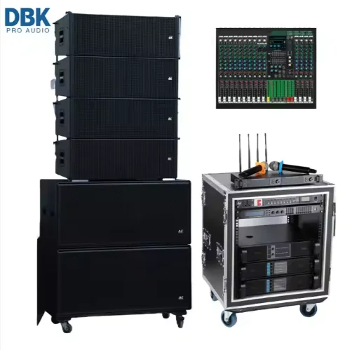 Top Selling LA System Dual 12 inch Line Array Speaker Dual 18 inch Subwoofer Custom Active powered Speaker Subwoofer  Stage