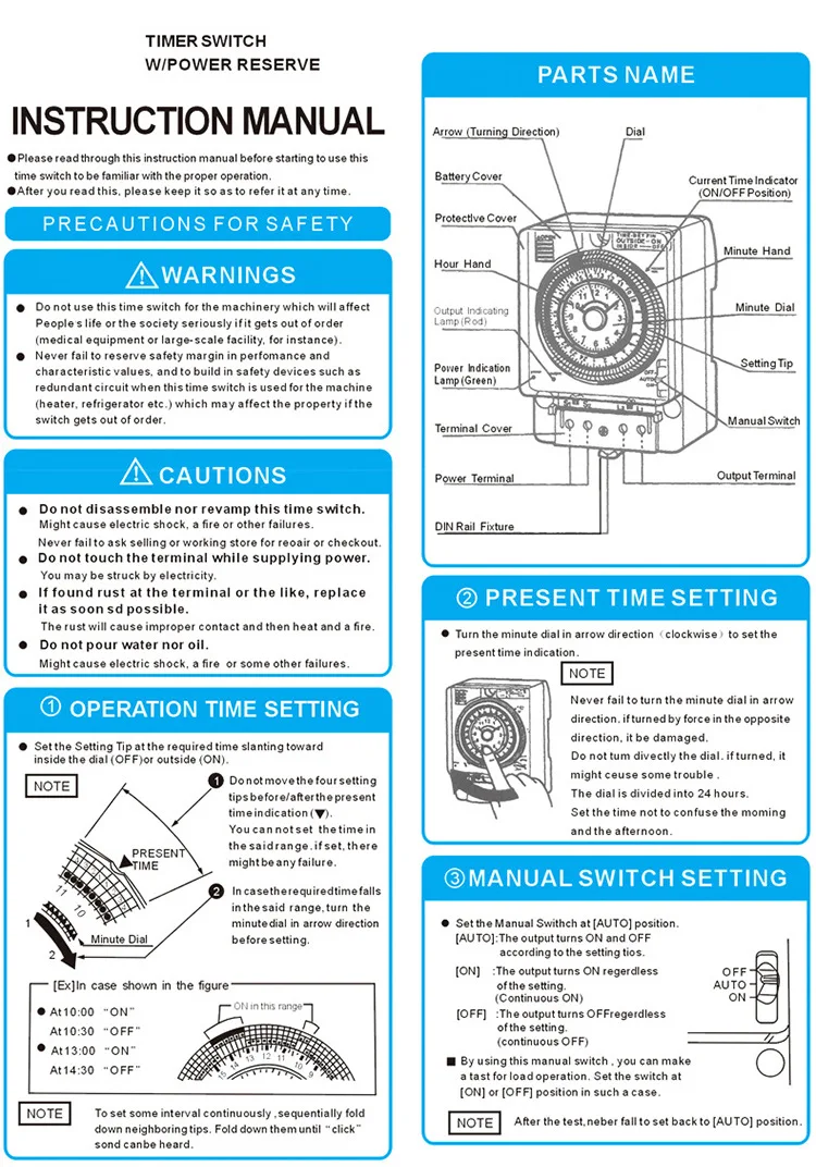 Reloj Programador Piscina Temporizador Mecánico 220V 10A, 24