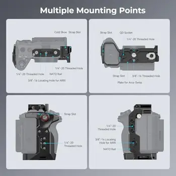 For SmallRig Cage for Sony FX30 for HDMI Cable Clamp Classic Bright Black Surface NATO Rail Modular Design Compatible Camera detail image