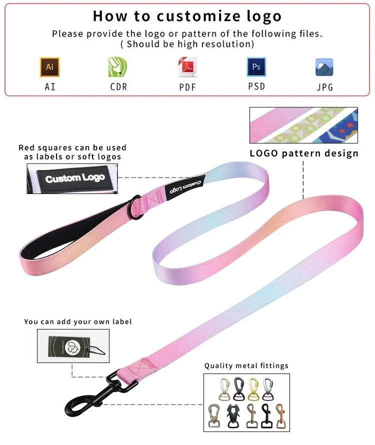 Manufacturer Low Moq Custom Logo Dog Lead Designer Training Cat Dog Pet