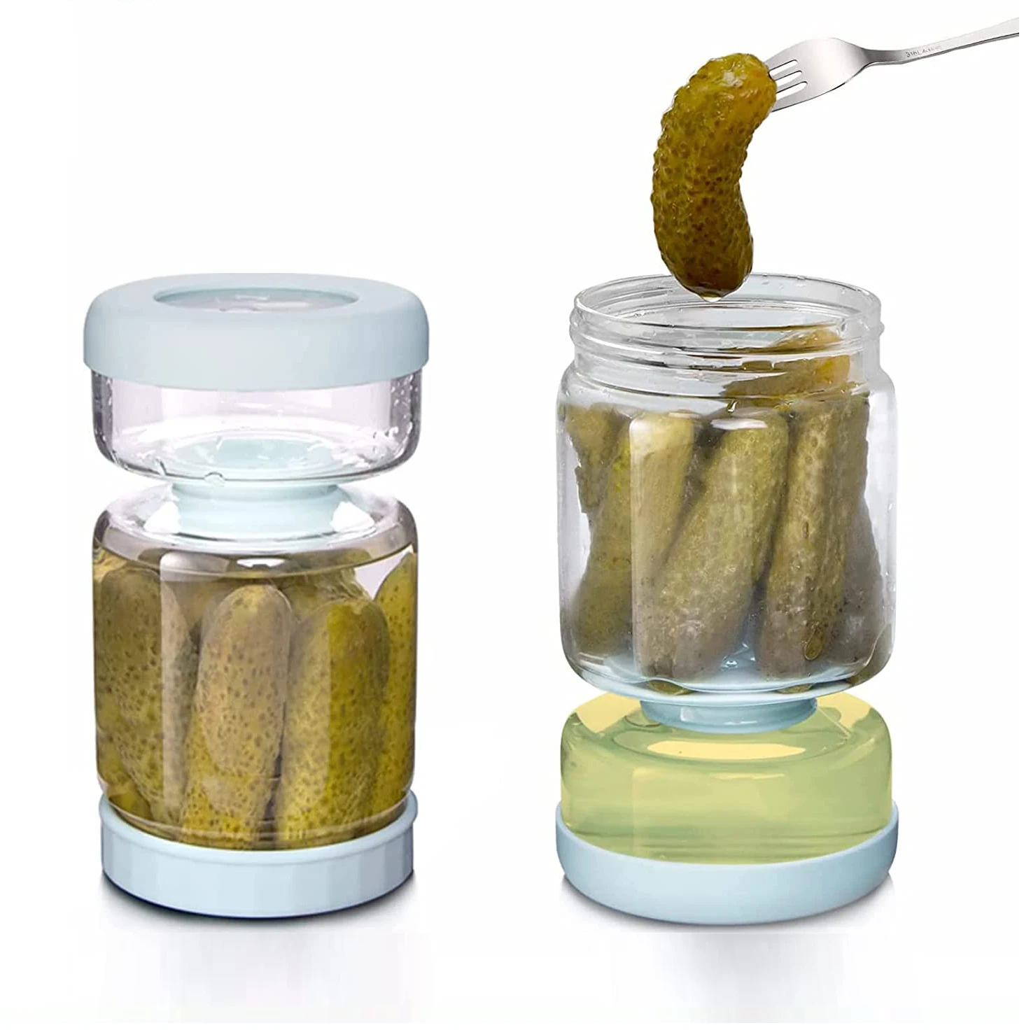 34oz Olive Hourglass Jar With Strainer Airtight Kimchi Jar Pickle Flip