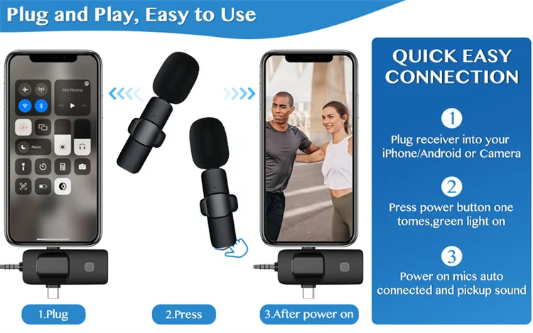 k15 3In1 Wireless Lavalier Microphone Mini Microphone for Iphone Android Live Broadcast Gaming Interview Vlog Camera Phone Mic