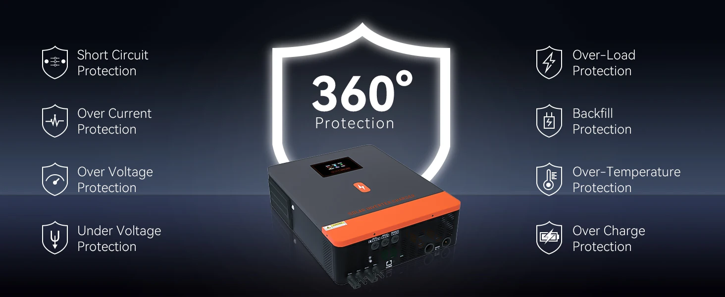 PowMr 10KW 48V DC Pure Sine Wave Solar Inverter - Off Grid Hybrid ...