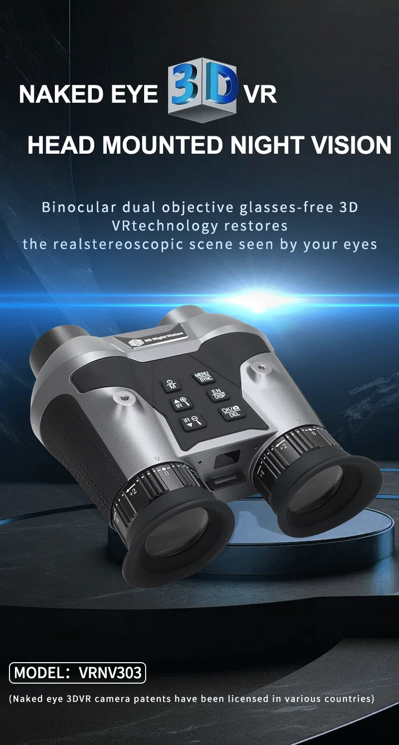VR303 Kopfmontiertes, wiederaufladbares 4K UHD Video Foto 3D VR Infrarot-Nachtsichtbrille Kopfmontage-Fernglas für 1000 m Entfernung – Detail 1