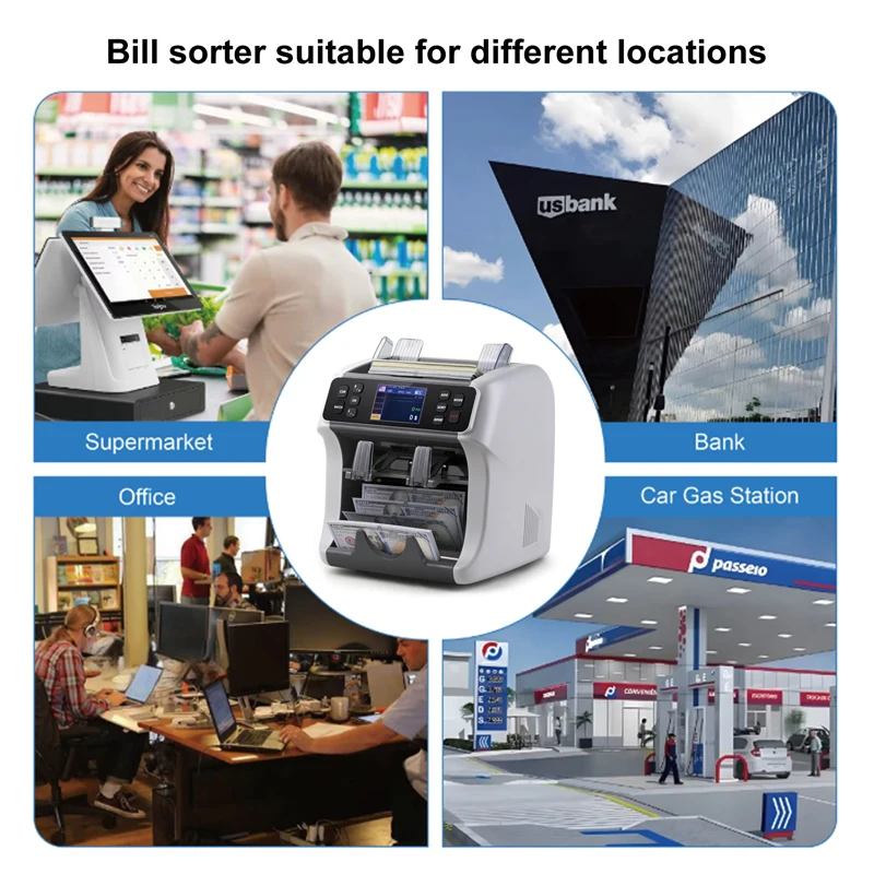 Universal Portable Mixed Money Counting Machine with LED Display for Bank Use