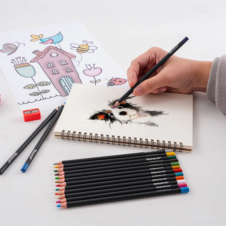 Professional Soft Drawing Pencils 15 Macaron Colours With Sharpener_voghion.com