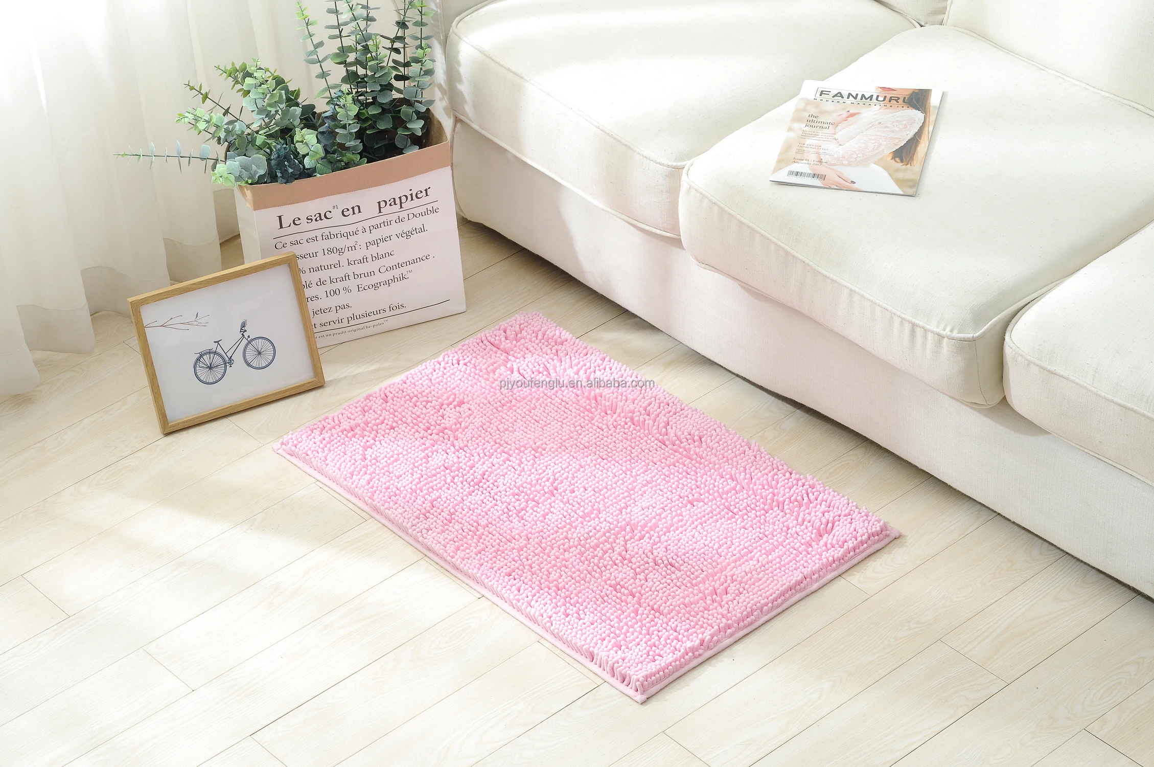  bathroom bath mat, thick soft Chenille floor mat, non-slip shower mat, super absorbable door mat supplier