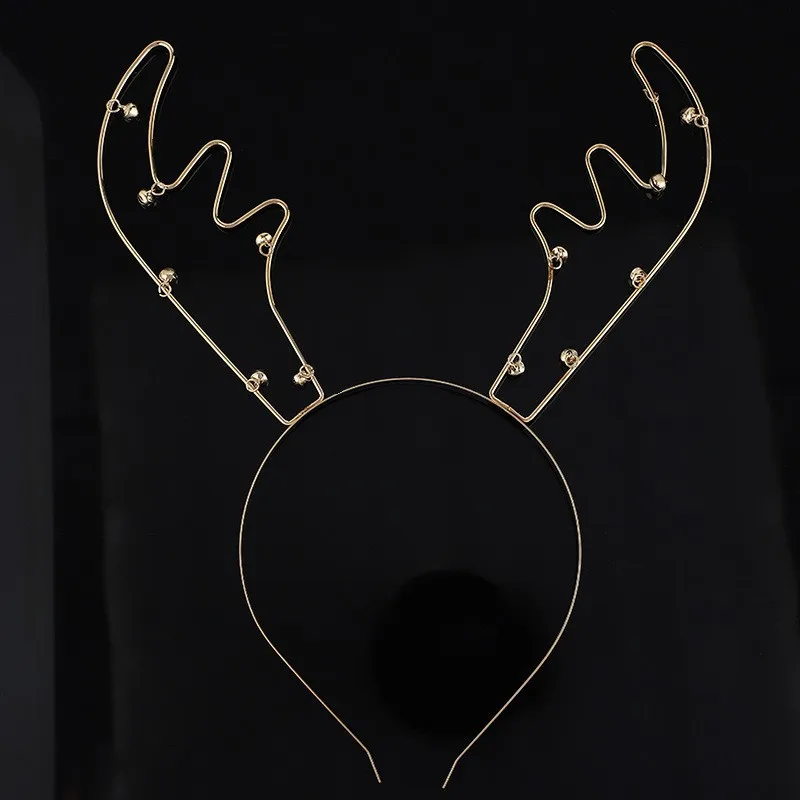 Металлические разноцветные колокольчики с оленем рогом рождественское кольцо для волос оверсайз колокольчики ободки рождественские аксессуары для волос