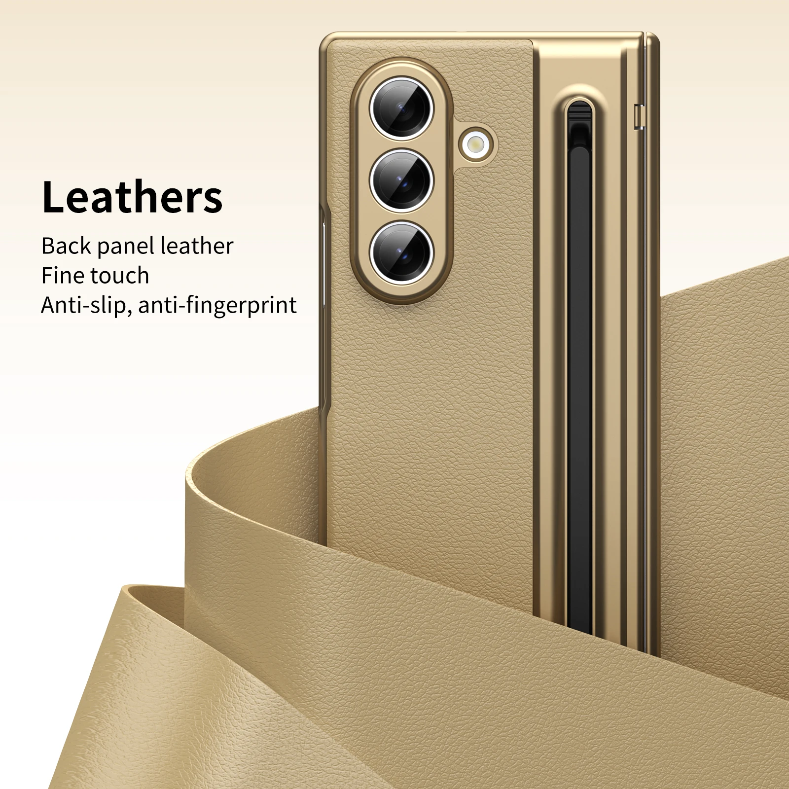 Creative Business Design Phone Case, With Side Pen Slot, Made Of PC Material, Shockproof, Suitable For Samsung Galaxy Z_voghion.com