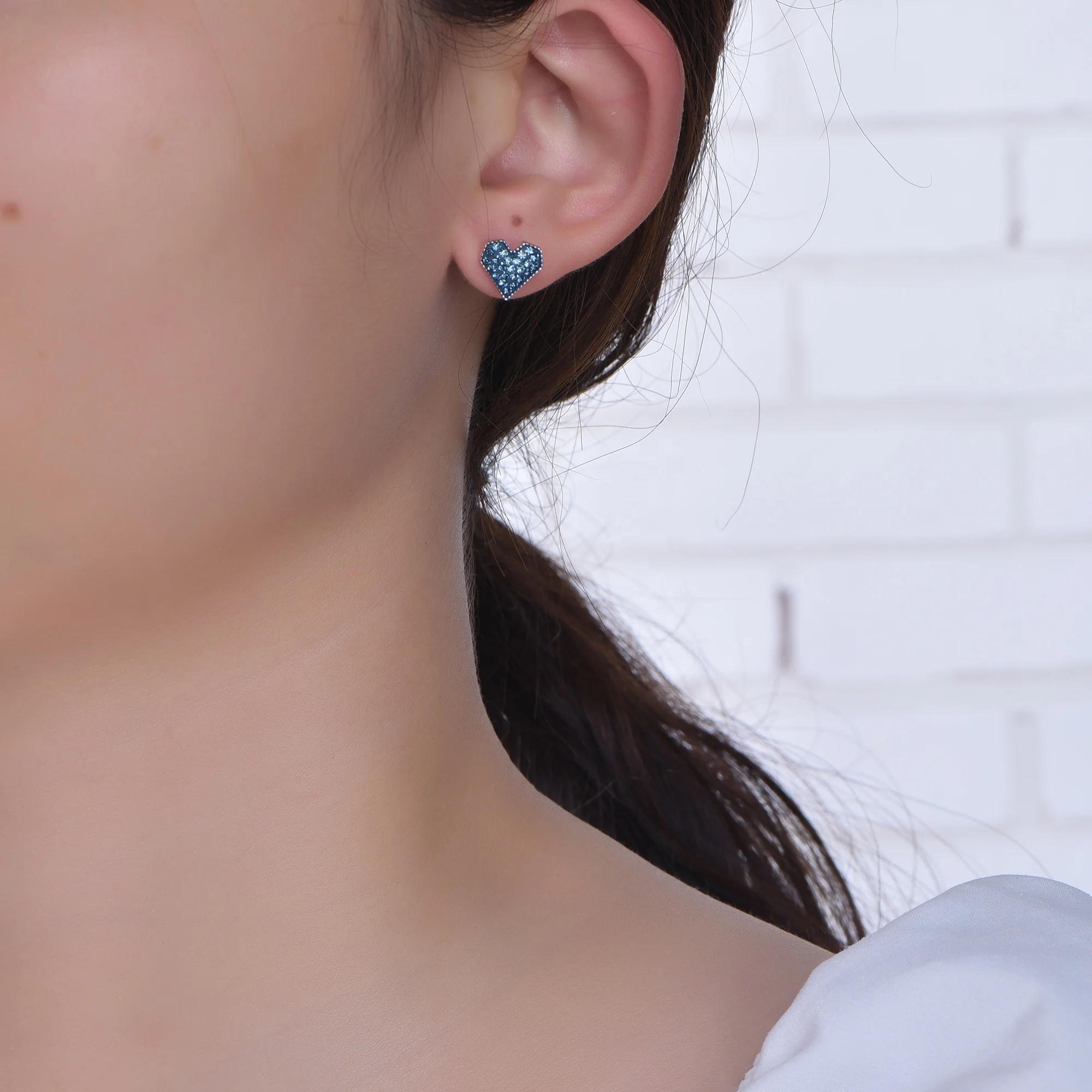 heart diamond raw stone stud earrings for Women zirconia stud earrings ladies fashion jewelry 925 sterling silver stud earring