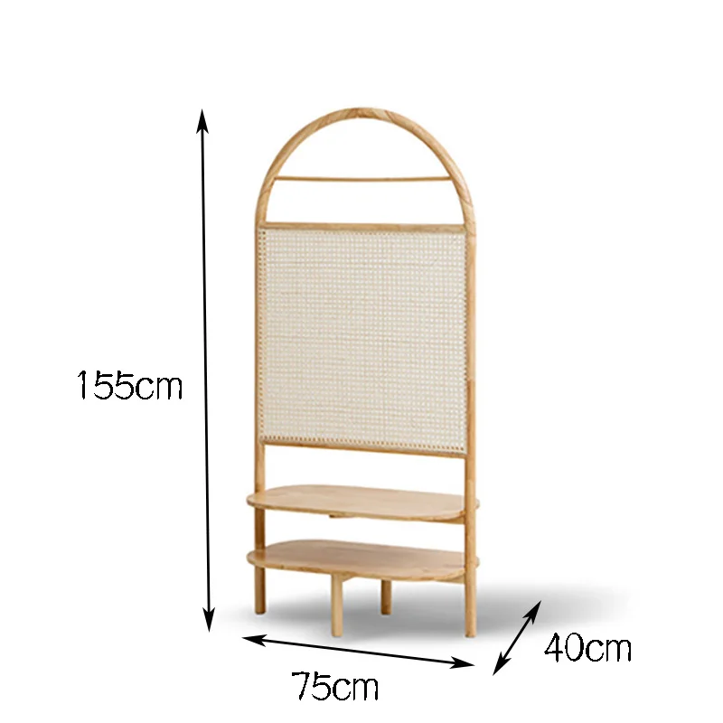 Dreamhause Nordic Fashion Decorative Solid Wood Floor Screen Living Room Handmade Wooden Rattan
