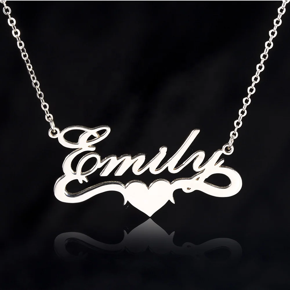 Dropshipping Fine Jewelry Custom Name Necklace 925 Sterling Silver Pendant  Nameplate Personalized Necklaces
