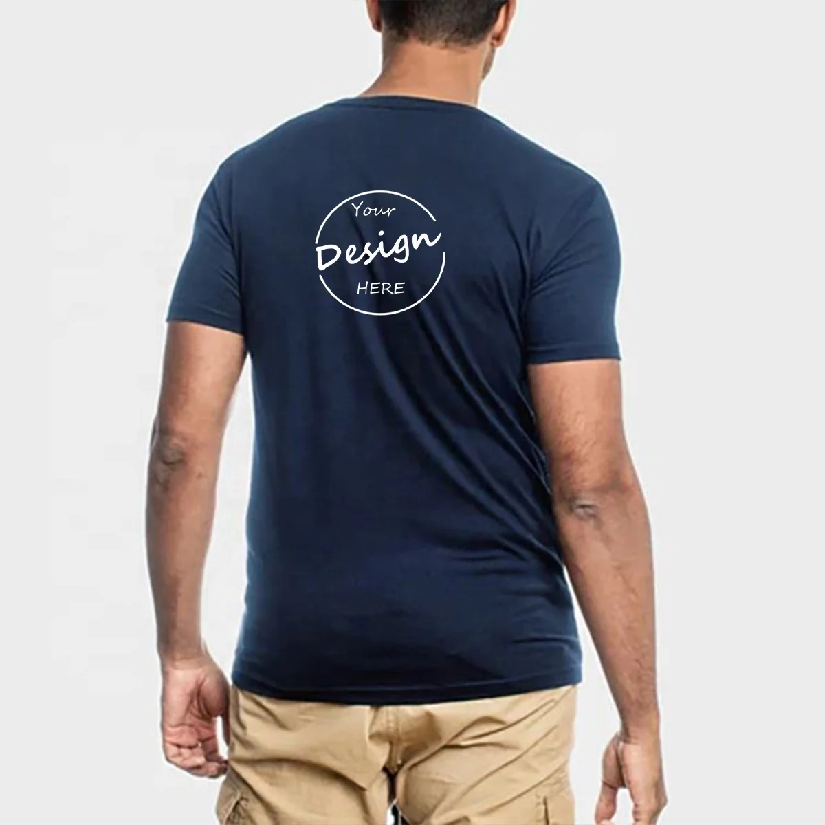 JL1125B Wholesale Men High Quality Cotton Spandex Blend Solid Color Private Label Gym Body V Neck T Shirts Men