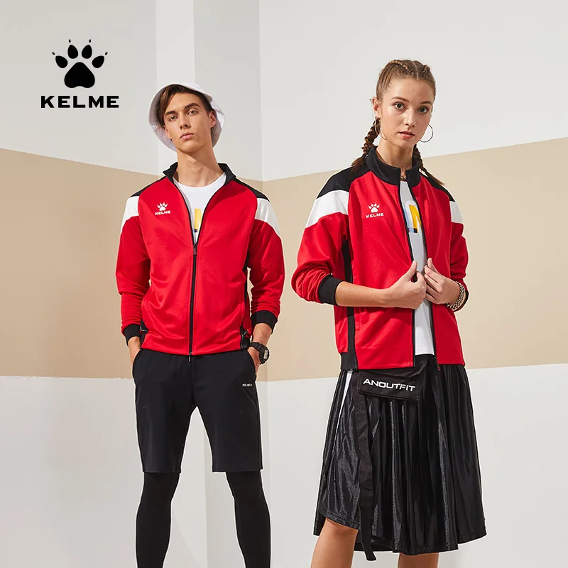 Женская спортивная куртка KELME, повседневная спортивная толстовка на молнии для бега, унисекс
