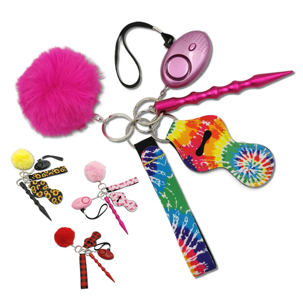 Wholesale And Custom 21 Amazon Hot Sale Safety Alarm Woman Self Defense Keychain Bundle Set Online Shopping