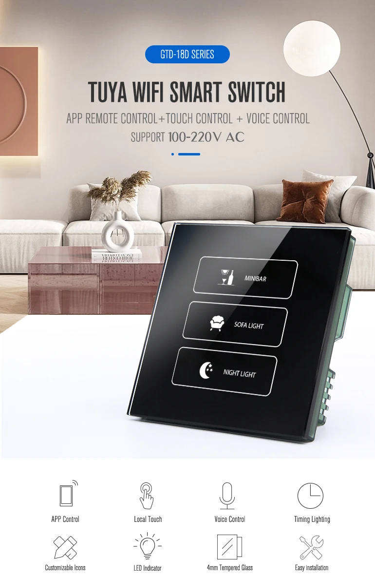 Smart Home System Customized Logo Tuya Zigbee Wireless Home Wall Touch ...