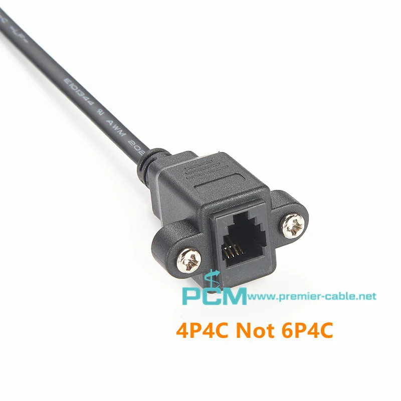 RJ11 RJ10 RJ9 plug 4P4C to RJ10 Jack panel mount 4P4C with screw manufacture