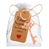 Portachiavi in ​​oro rosa+etichetta di ringraziamento+corda di canapa+sacchetto regalo in organza*1
