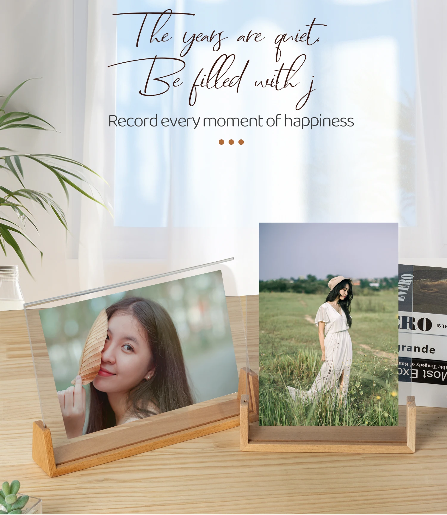 Fast Delivery Wholesale U Shape Wooden Acrylic Photo Frame Beech Solid Wood Acrylic Picture Frame details