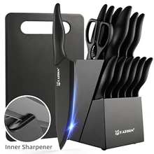 4 Sets/Carton 16-Piece Professional Kitchen Knife Set with Cutting Board and Kitchen Shears and Non-slip PP Handle US Warehouse