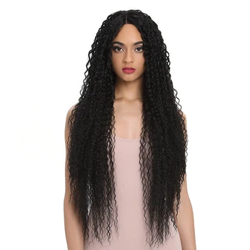 Super long Curly Hair 42 Inch highlight 360 black brown ombre for black women color front deep wave swiss lace synthetic wigs